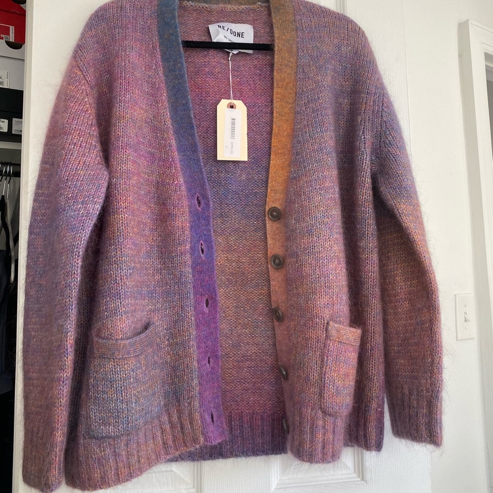 RE/DONE oversized rainbow cardigan sweater